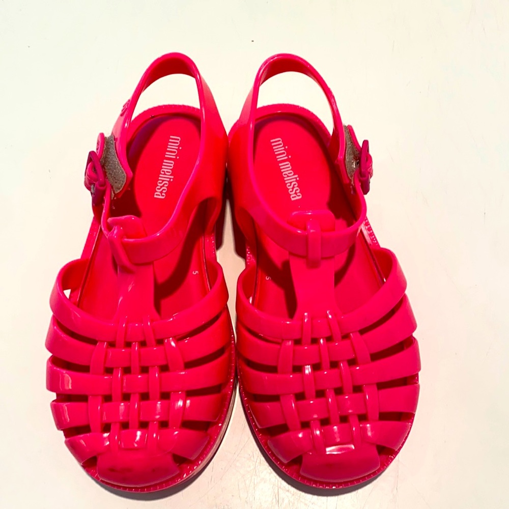 Mini Melissa hot pink sandals NWOT